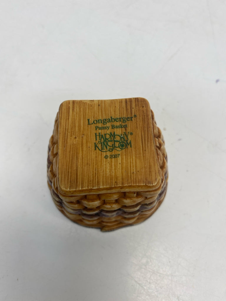 Longaberger Harmony Kingdom Pansy Basket Mini Trinket  Box