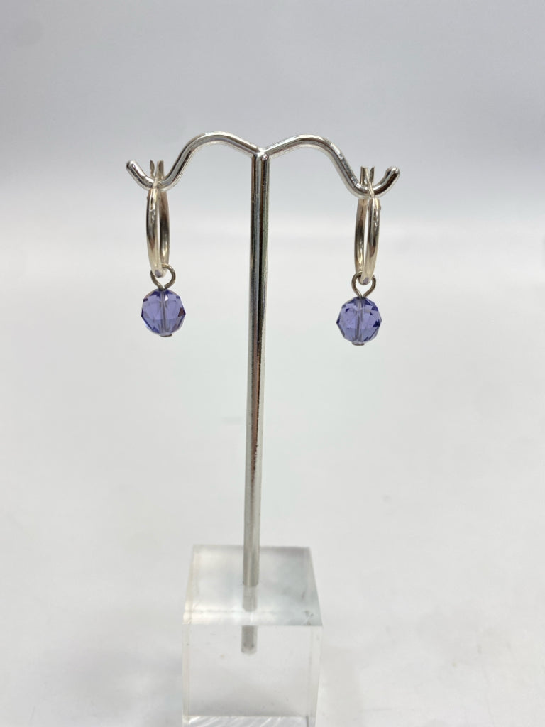 Sterling Silver 5/8" Faceted Amethyst  Dangle  Earrings