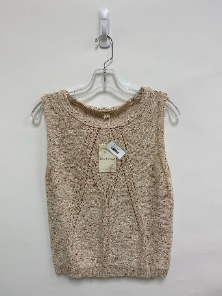 NWT Hem &amp; Thread Size L Cream Brown Speckles Sleeveless Ladies Sweater