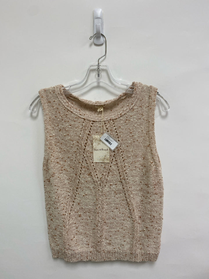 NWT Hem &amp; Thread Size L Cream Brown Speckles Sleeveless Ladies Sweater