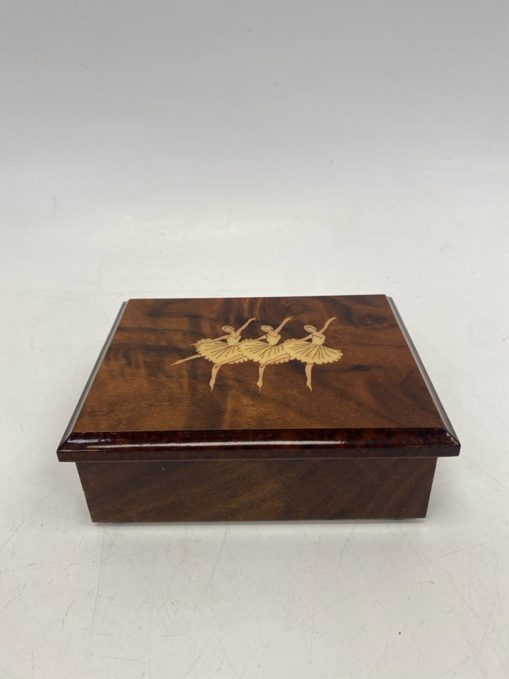 Brown Cream Ballerina Wood Box