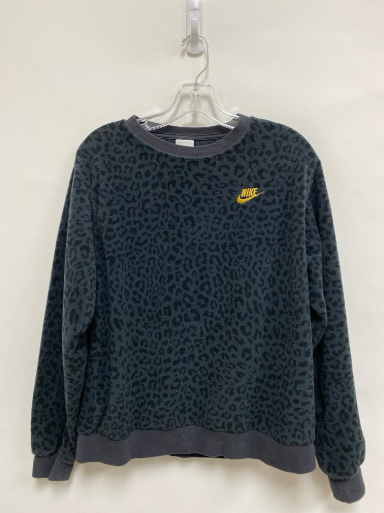 Nike Size M Dark Gray Black Animal Print Fleece Ladies Top