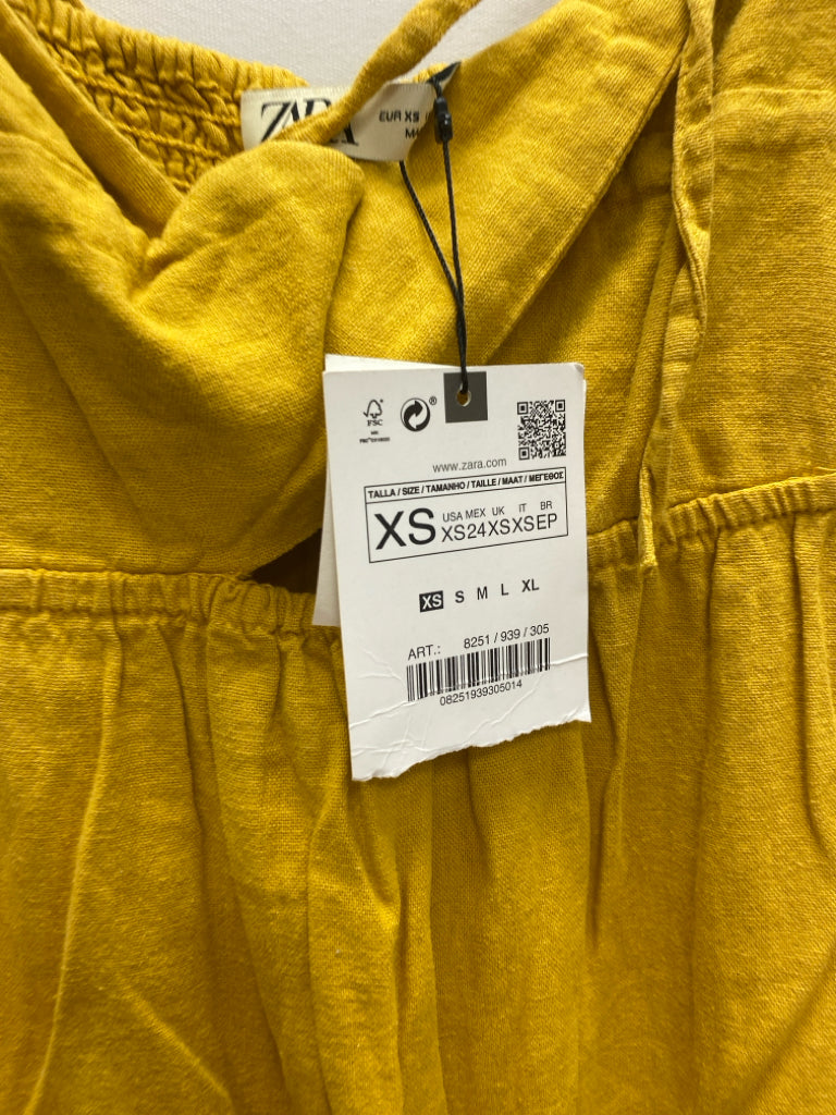 NWT Zara Size XS Mustard Maxi Linen Blend Ladies Dress