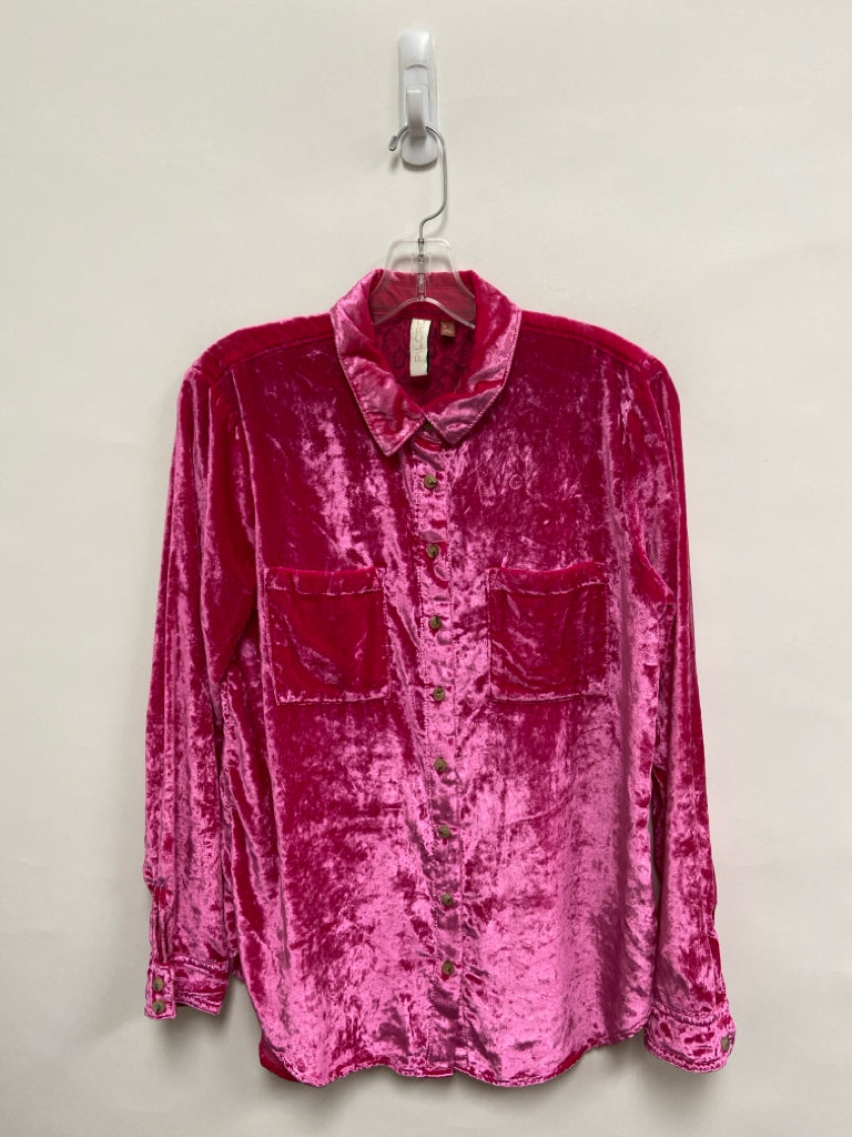Pilcro Size 6 Pink Velour Ladies Top