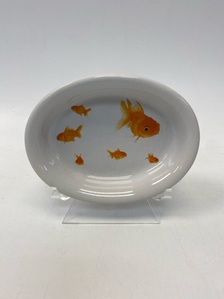 White Orange Fish Pet Bowl