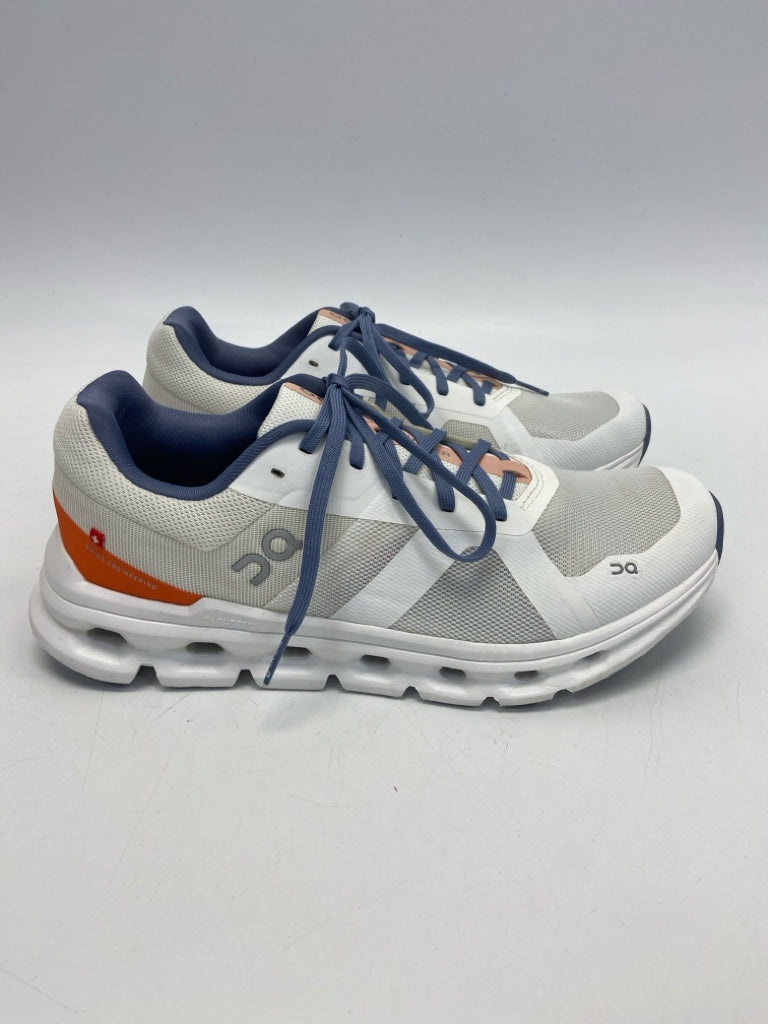 On Cloud  Size 10 White Periwinkle Lace-up Sneakers