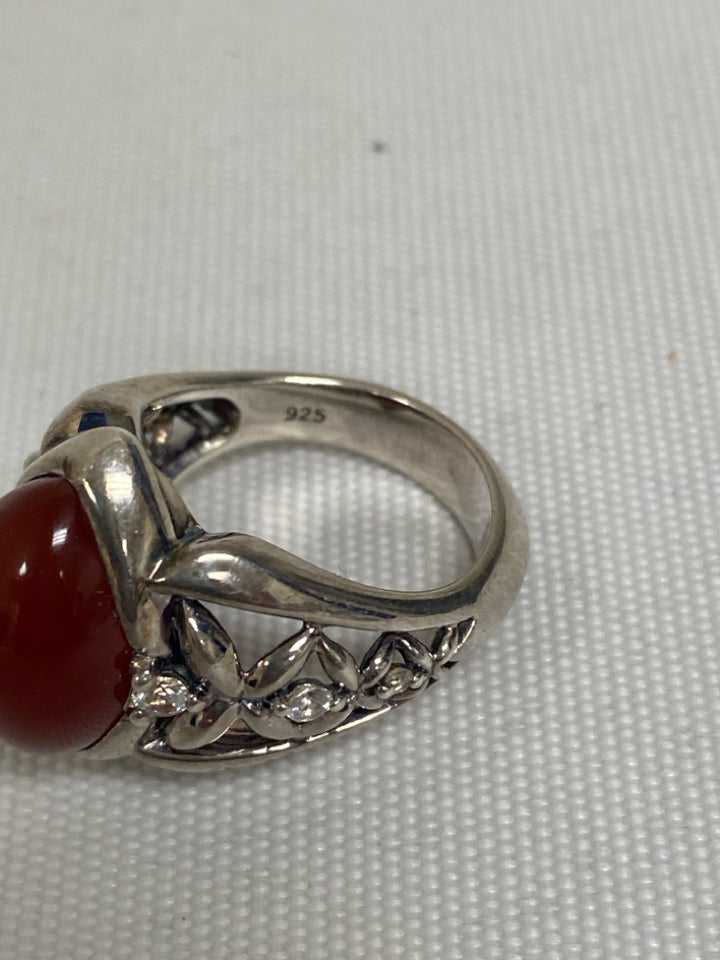 ANN KING Red Silver Stones Ring