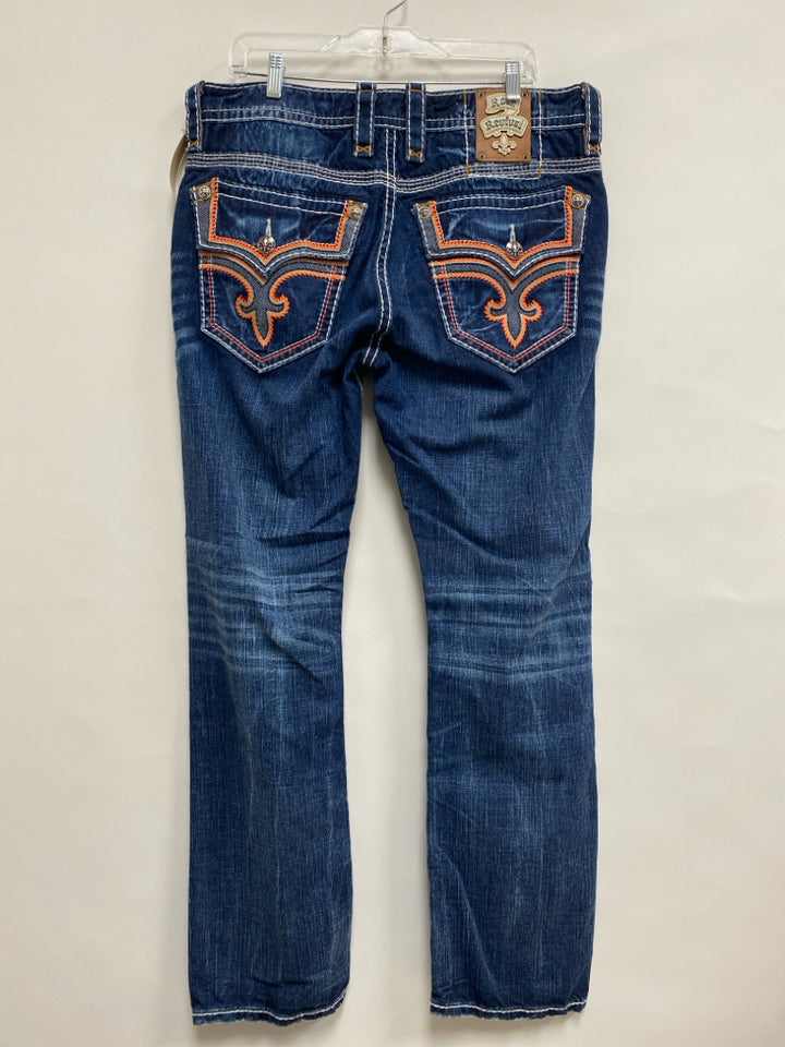 Rock Revival Size 36 Faded Navy Embroidered Men&