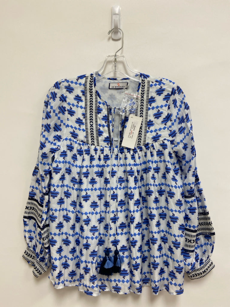 NWT CK Bradley Size S White Navy/Blue Southwestern Ladies Top