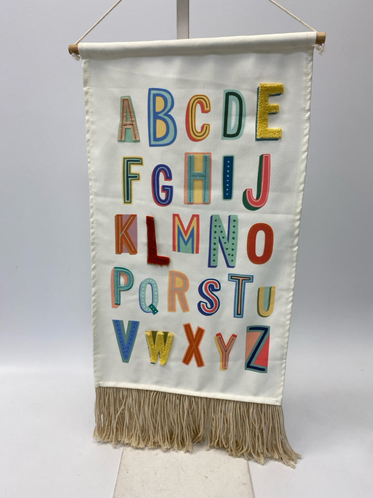 Cream Multi Color Fringe Fabric Kids Wall Hanging