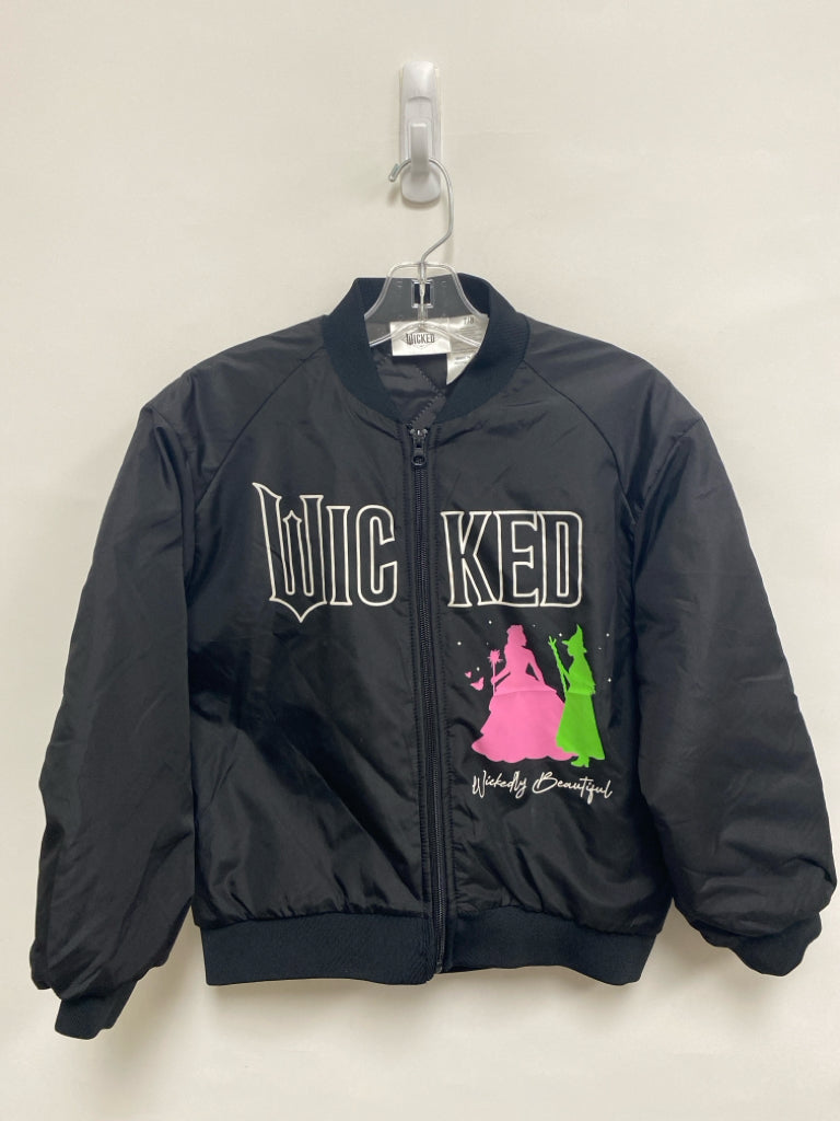 SIZE 7/8 Black Pink/Green Zip Down Girl&