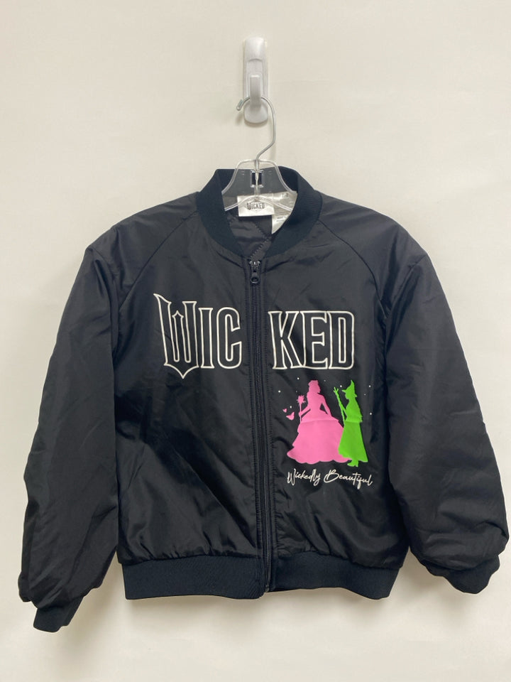 SIZE 7/8 Black Pink/Green Zip Down Girl&