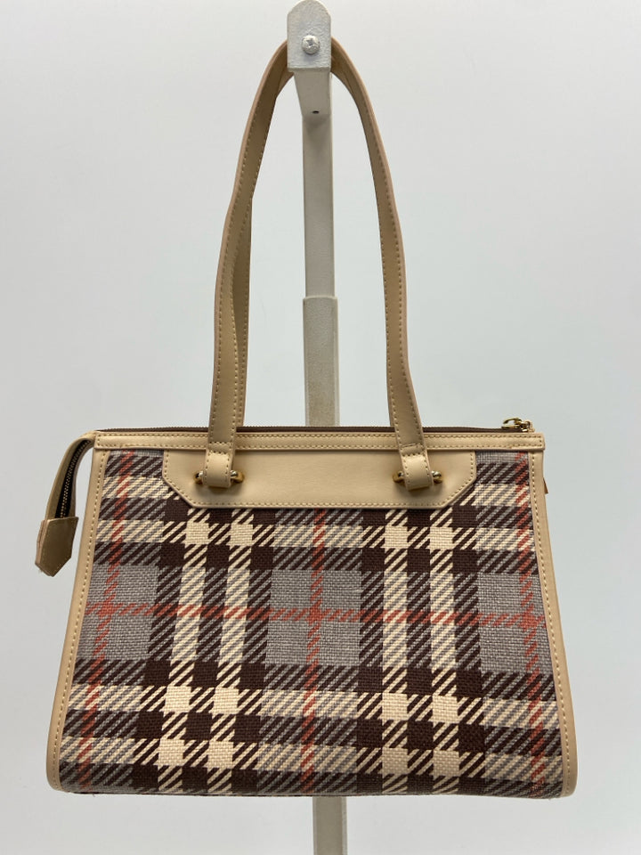 Spartina Tan Gray Plaid Handbag
