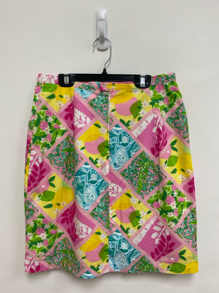 LILLY PULITZER Size M Pink Green/Multi Patches Ladies Skirt