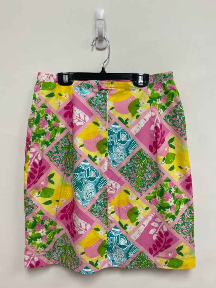 LILLY PULITZER Size M Pink Green/Multi Patches Ladies Skirt