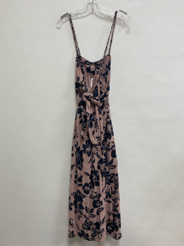 Free People Size XL Mauve Black Flowers Sleeveless Ladies Dress
