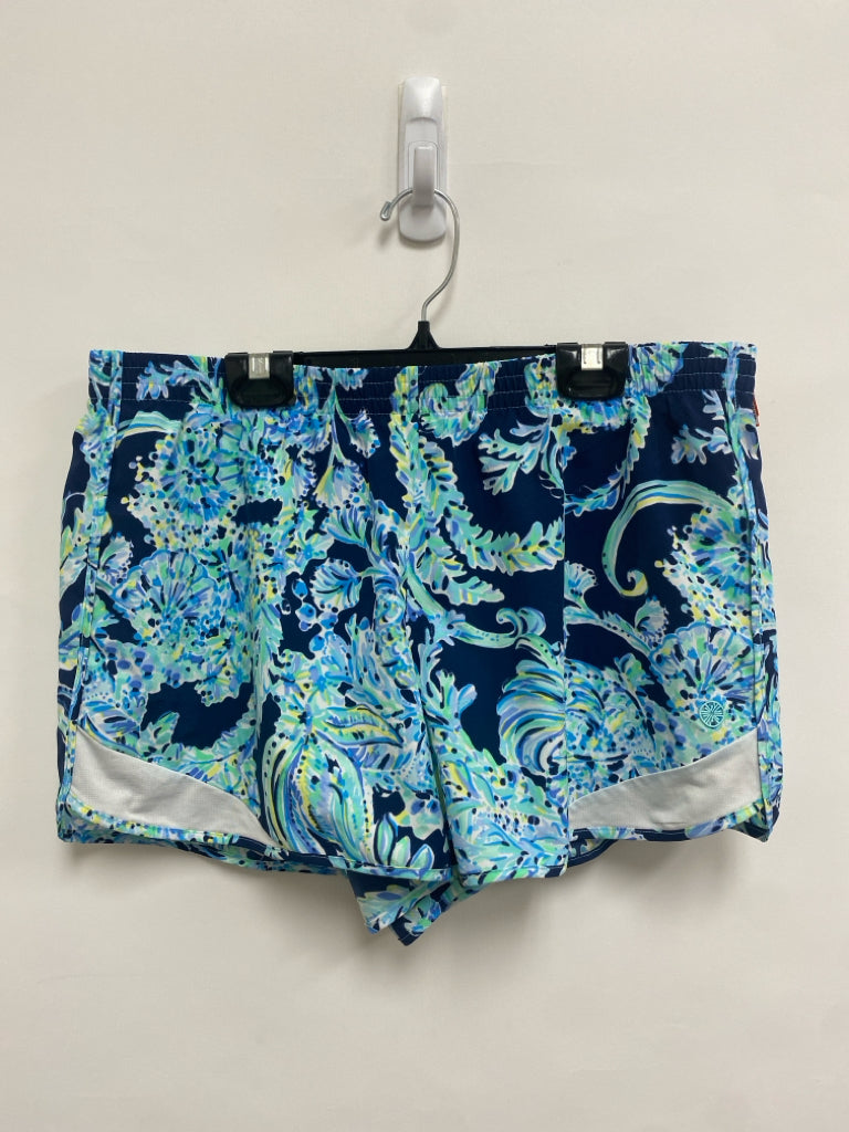 LILLY PULITZER Size L Navy Aqua/White Athletic Shorts