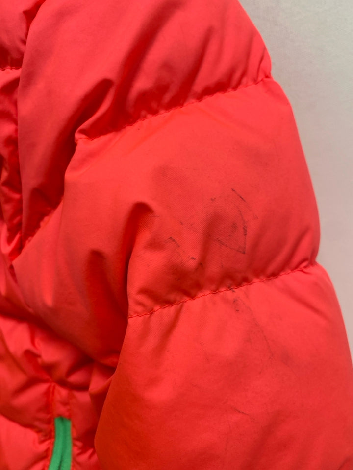 North Face SIZE 6 Neon Coral Black Puffer Hooded Girl&