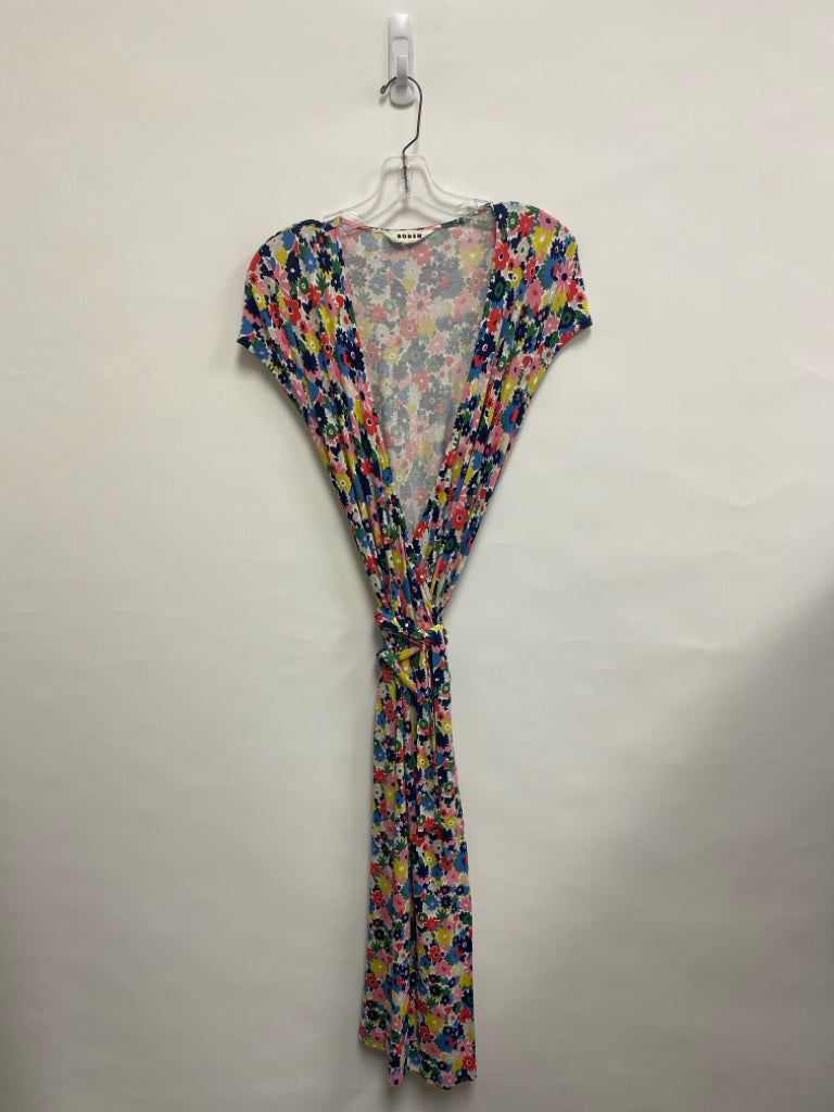 Boden Size 8 Cream/Red Pink/Multi Flowers Wrap Ladies Dress