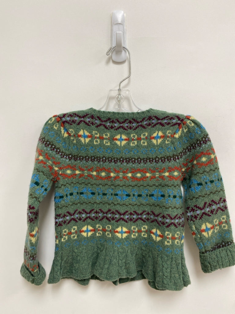 Ralph Lauren SIZE 3T Green Multi Color Cardigan Wool Blend Girl&