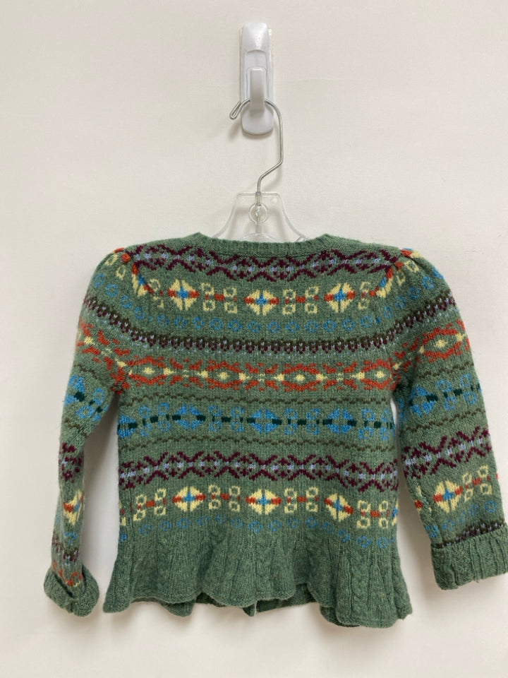 Ralph Lauren SIZE 3T Green Multi Color Cardigan Wool Blend Girl&