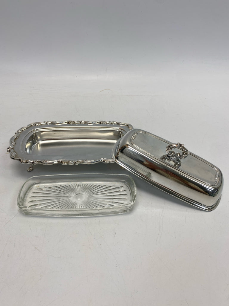 Oneida Silver Clear Metal/Glass Serving Piece