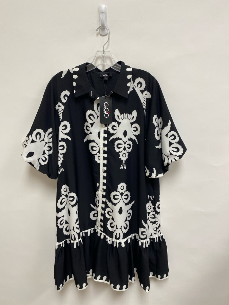 NWT GiGiO Size L Black White Print Ladies Dress