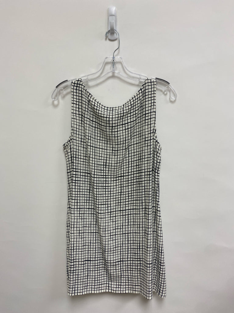 NWT Eileen Fisher Size XS White Black Checkered Sleeveless Ladies Top