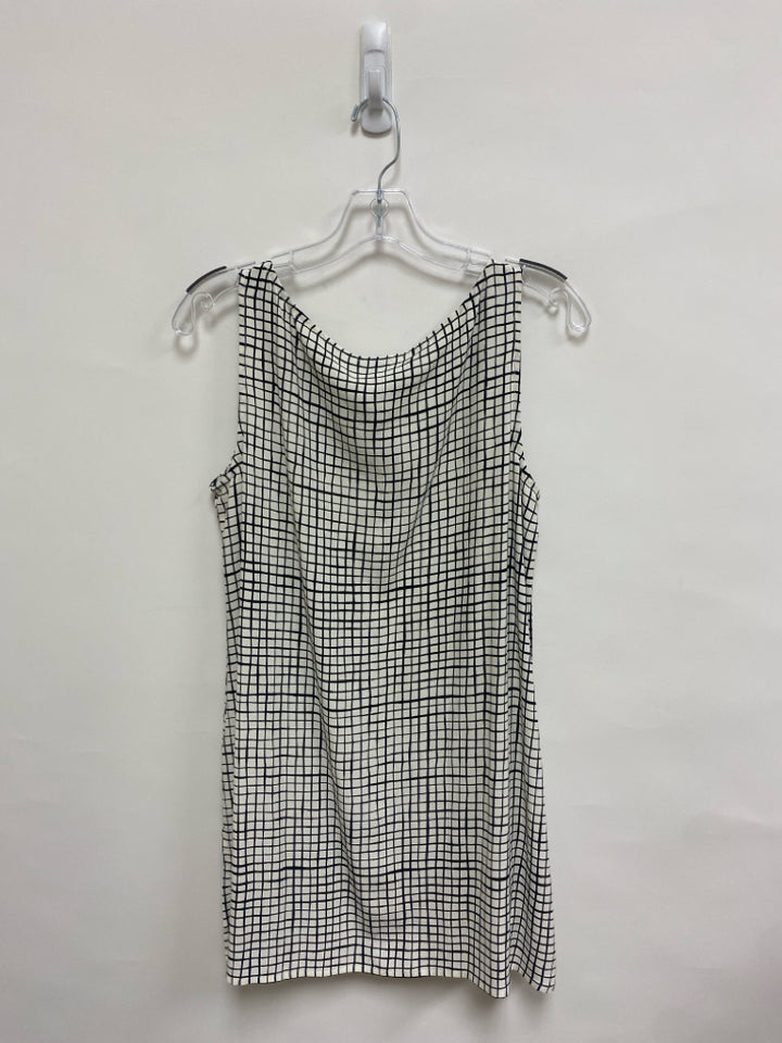NWT Eileen Fisher Size XS White Black Checkered Sleeveless Ladies Top