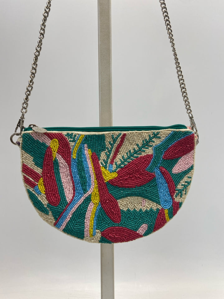 America &amp; Beyond Turquoise Multi-Color Beaded Handbag