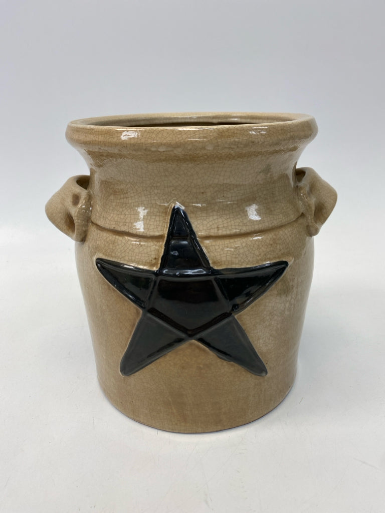 Cream/Brown Stars Ceramic Vase