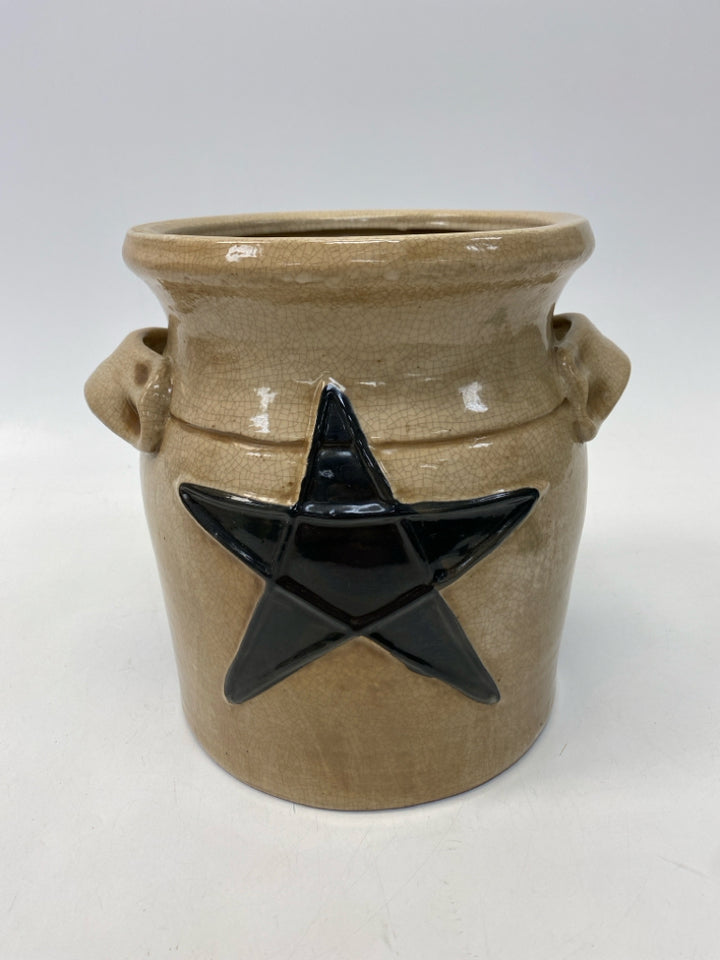 Cream/Brown Stars Ceramic Vase