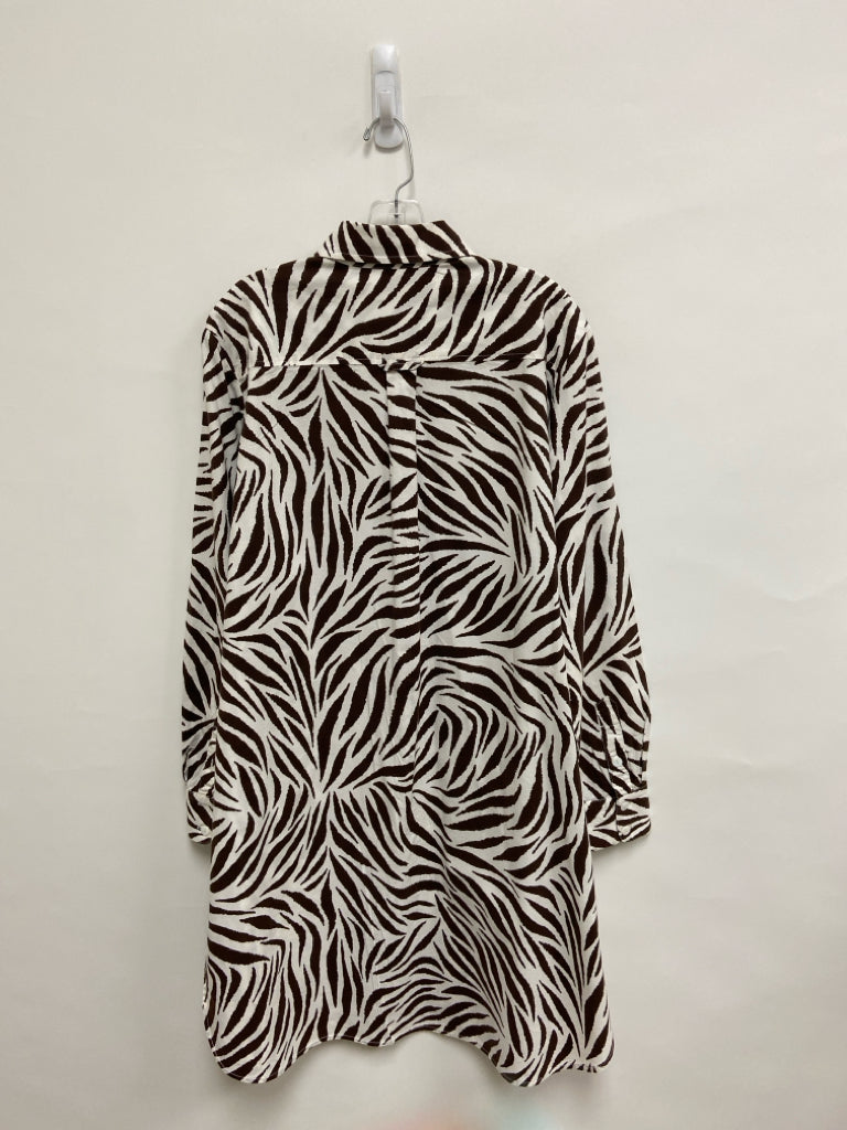 finley Size XL White Brown Zebra Print Button Up Ladies Dress
