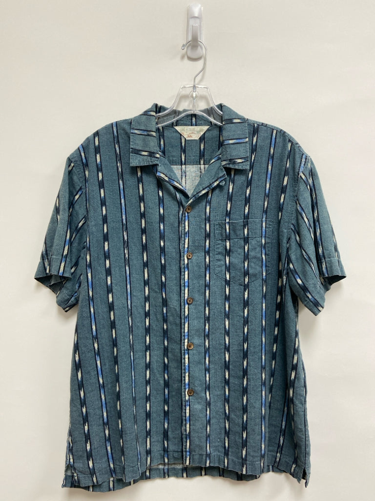 LINE OF TRADE Size M Blue Navy/Cream Striped Button Up Men&