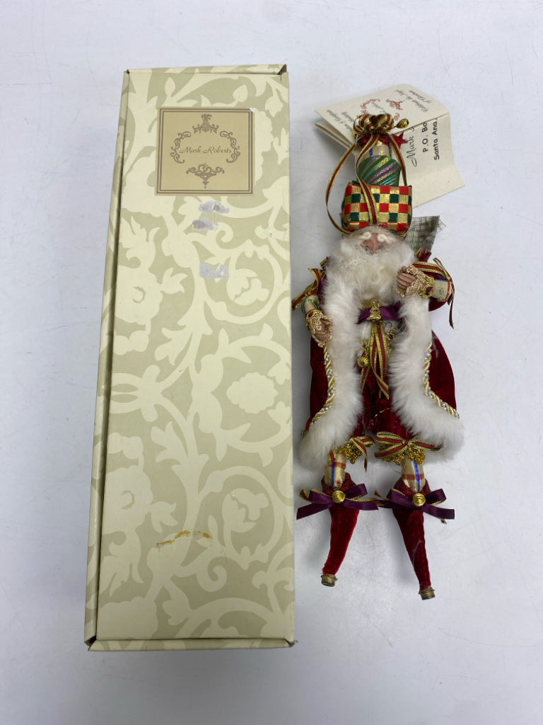 NWT Mark Roberts Burgundy Gold/Cream Santa Ornaments
