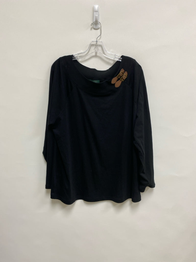 Lauren Ralph Lauren Size 3X Black Buckle 3/4 Sleeve Plus Size Top