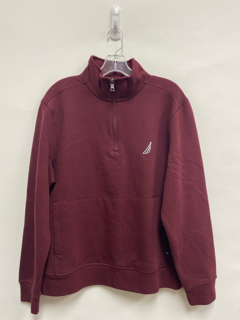 NWT Nautica Size M Burgundy Quarter Zip Men&