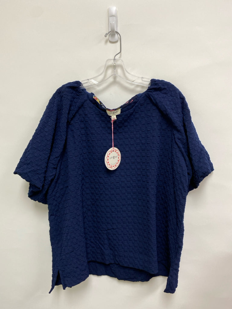 NWT Umgee Size L Navy Texture Puff Sleeve Ladies Top
