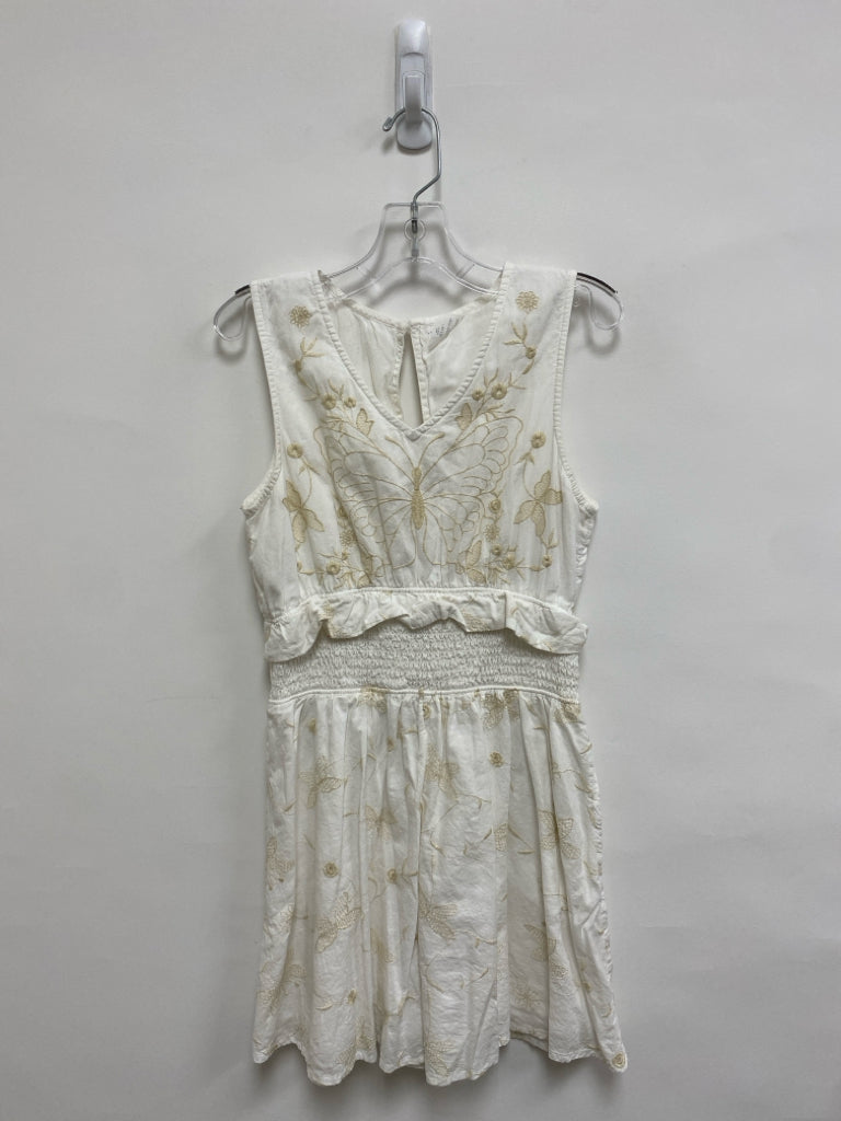 Abercrombie Kids SIZE 13/14 White Tan Butterflies Sleeveless Girl&