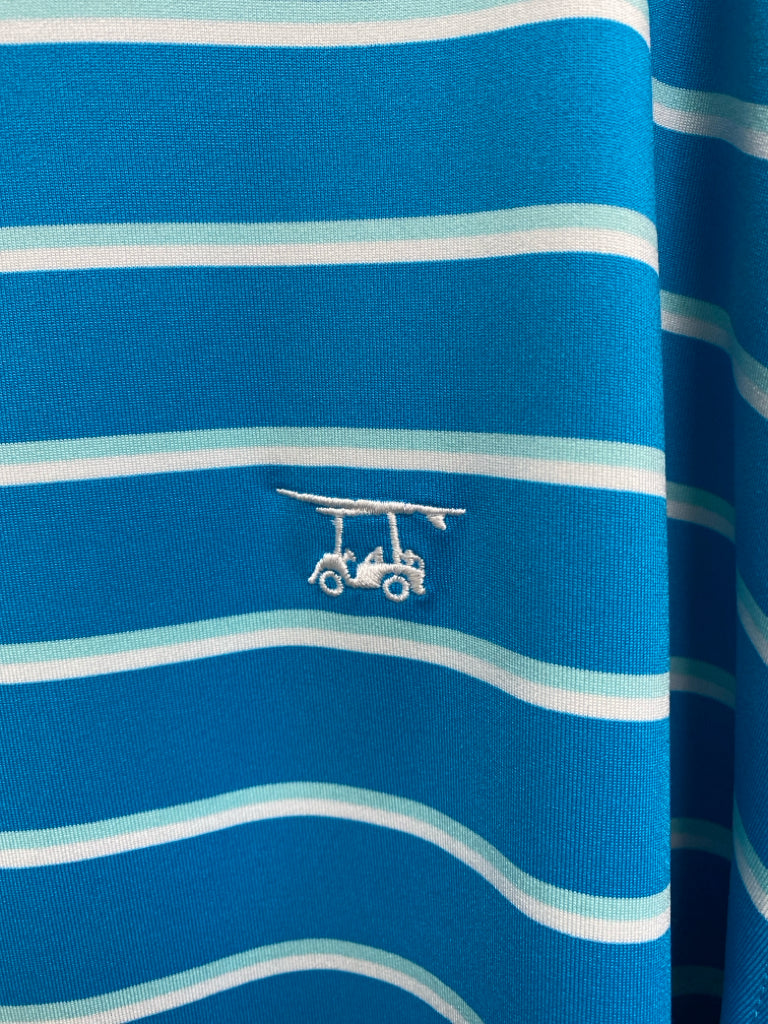 Bald Head Blues Size XL Turquoise Aqua/White Striped Polo Men&