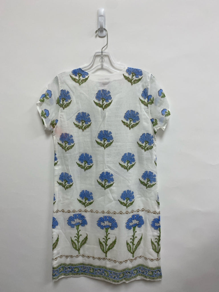 NWT bella tu Size XS White Blue/Green Flowers Ladies Dress