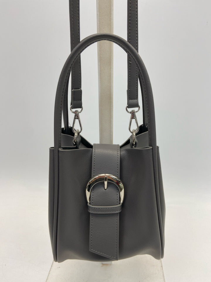 Anthropologie Dark Gray Silver Buckle(s) Handbag