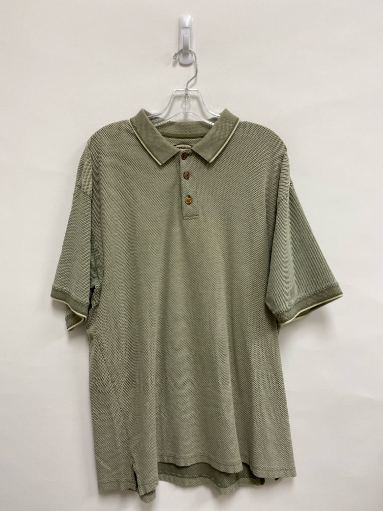 Tommy Bahama Size XL Moss Beige Honeycomb Polo Men&