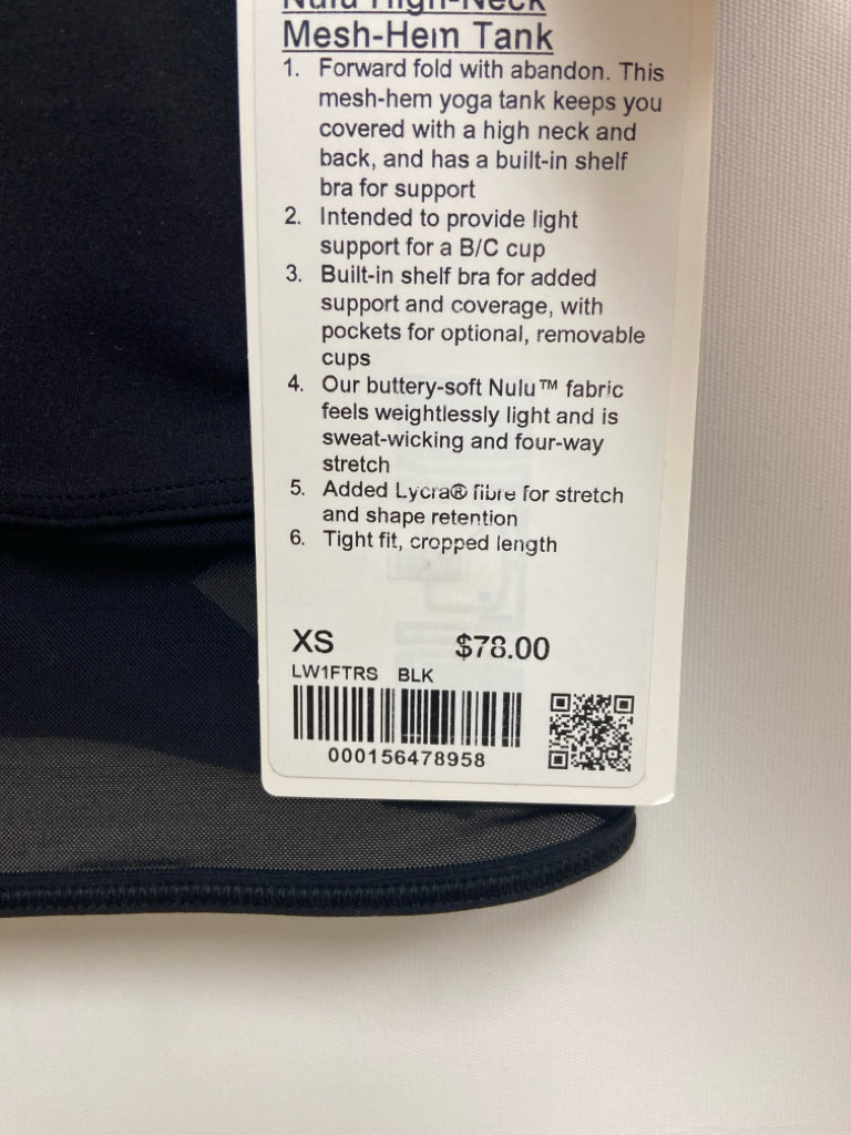 NWT Lululemon Size XS Black Athletic  Bra