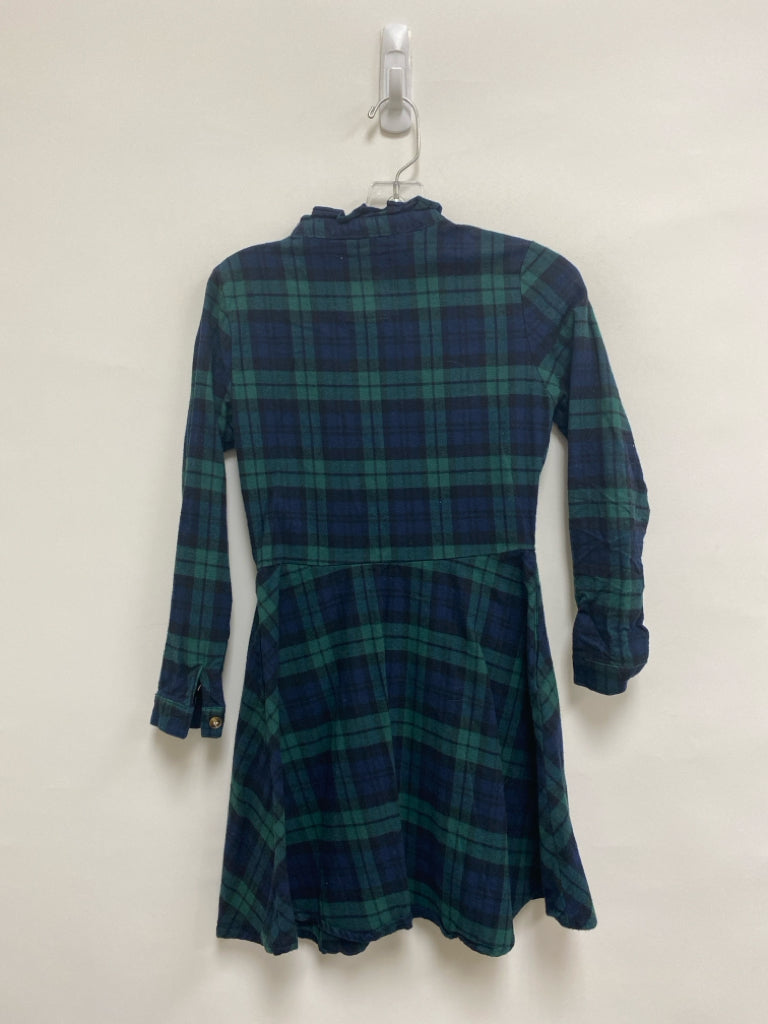 Kiel James Patrick SIZE 8 Green/Navy Plaid Long Sleeve Flannel Girl&