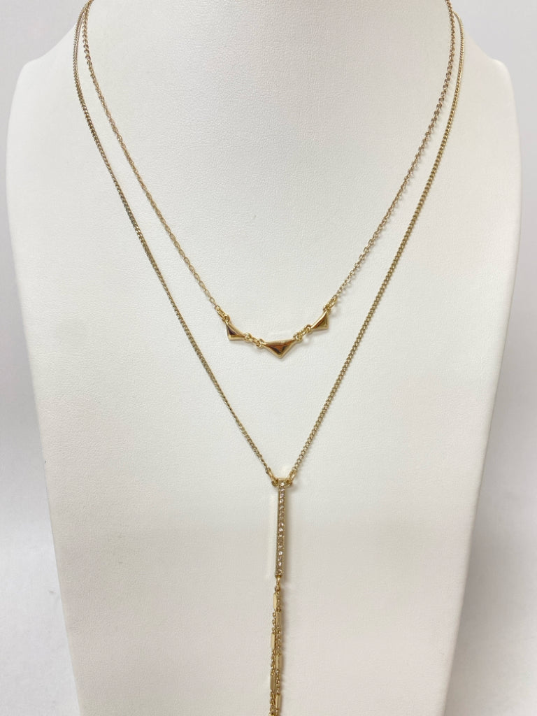 NWT Wht House/Blk Mkt Gold Color Teal Green Shapes Necklace