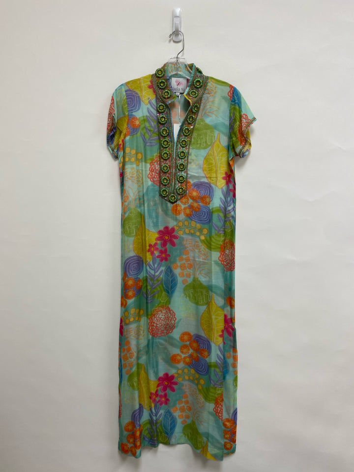 NWT Size S Blue Green/Multi Flowers Ladies Dress