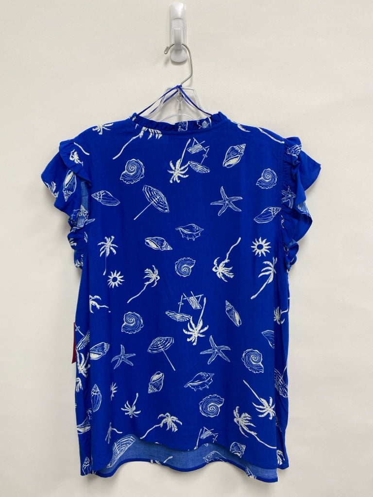 NWT VINCE CAMUTO Size XL Royal Blue White Shells Ladies Top