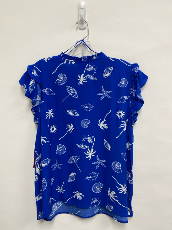 NWT VINCE CAMUTO Size XL Royal Blue White Shells Ladies Top