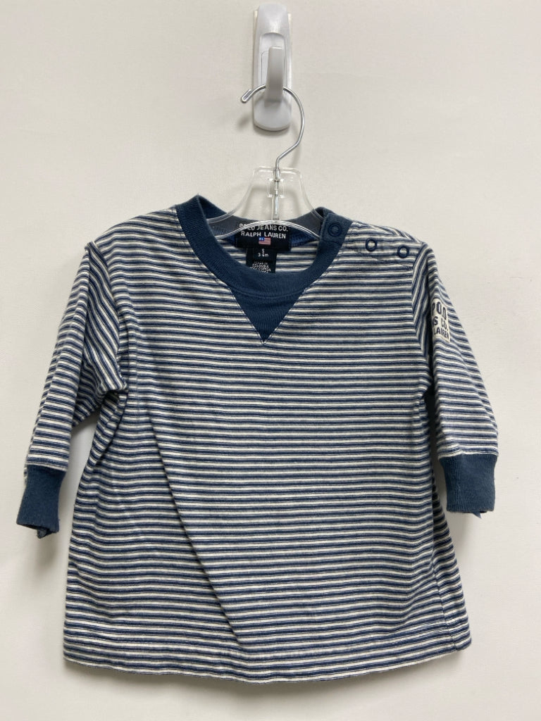 Polo SIZE 3-6M Slate Blue Cream Stripes Boy&